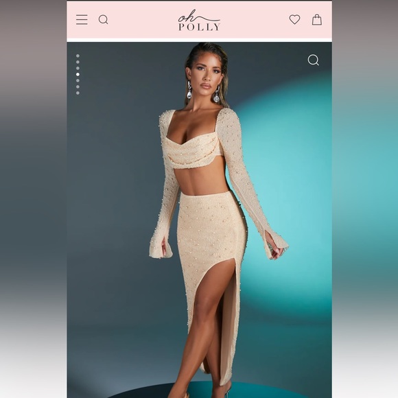 NWT | Oh Polly Bordeaux Set in Sand | size M | never worn - Picture 3 of 4